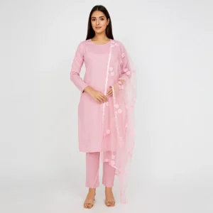 Unstitched - 3 Piece Silk Suit with Net Dupatta