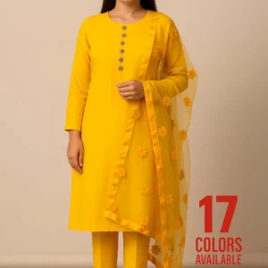 Unstitched - 3 Piece Silk Suit with Net Dupatta