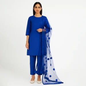 Unstitched - 3 Piece Silk Suit with Net Dupatta