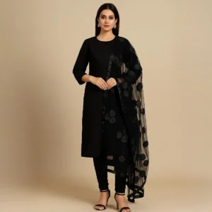 Unstitched - 3 Piece Silk Suit with Net Dupatta