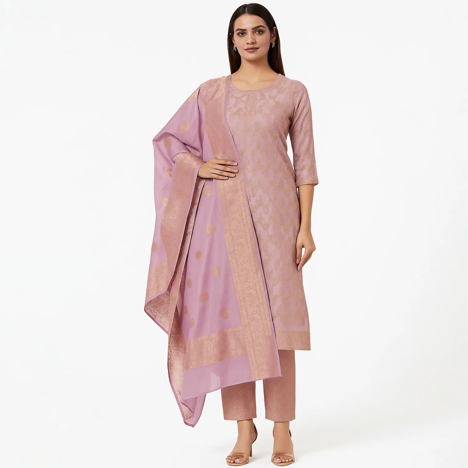 Unstitched Cotton Jacquard silk 3pc suite